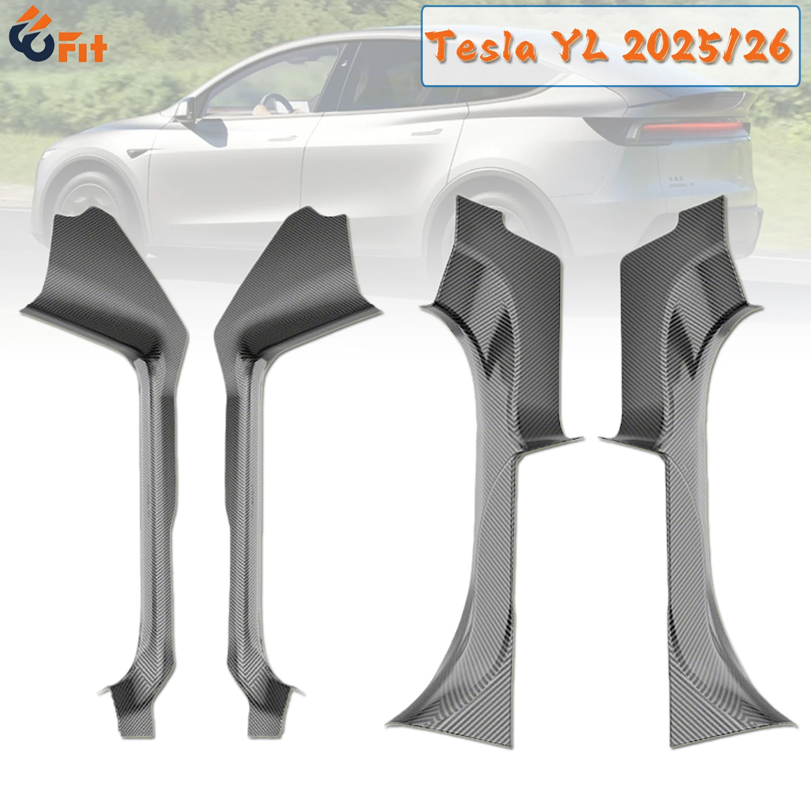 4Pcs Carbon Fiber Pattern Front Rear Door Sill Threshold Strip Kit for Tesla Model Y L Anti-kick Guard Panel Waterproof Pad