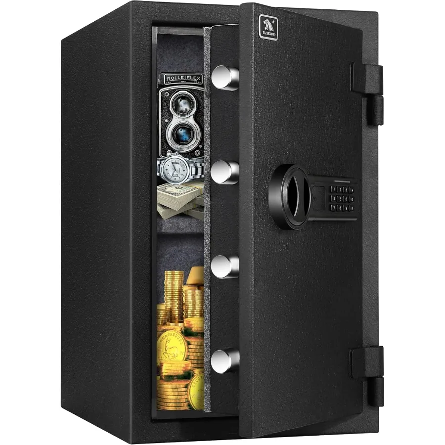 Fireproof Safe 1.8 Cubic Feet Large Steel Digital Safe Box with Code Button Keypad Heavy Duty Safe for Home and Office Security