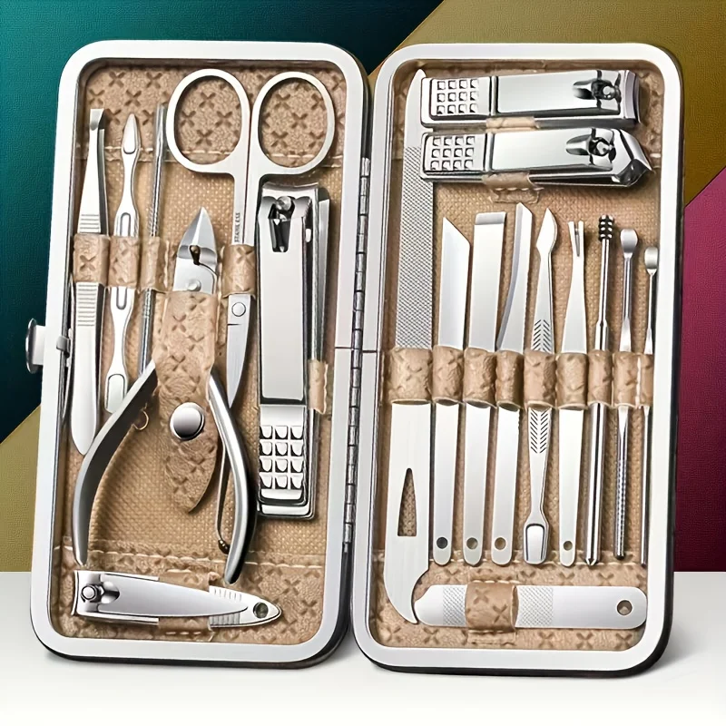 Nagelknipser-Set Maniküre-Pediküre-Kit 19-teilig Edelstahl Zehennagelknipser-Set für Zuhause Arbeitsplatz Geschenk Salon