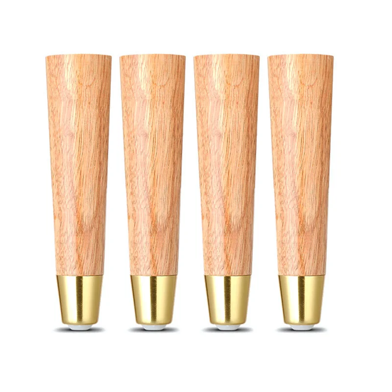 Brand New Furniture Legs ,For Cupboard Sofa Table TV Cabinet Stool Oak Feet With Pure Copper Protective Case Cone Feet Pack of 4