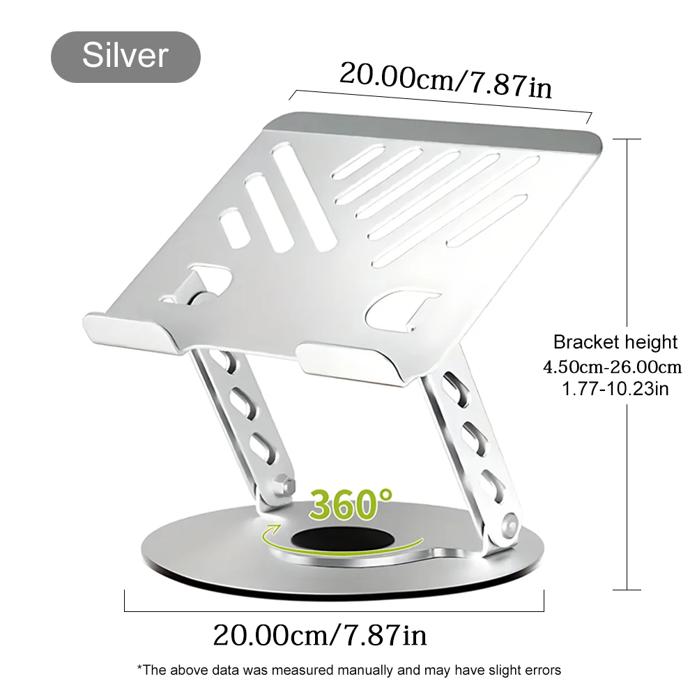 360° Rotatable Aluminum Alloy Laptop Stand Adjustable Ventilated Holder for MacBook Samsung 9.7-17.3