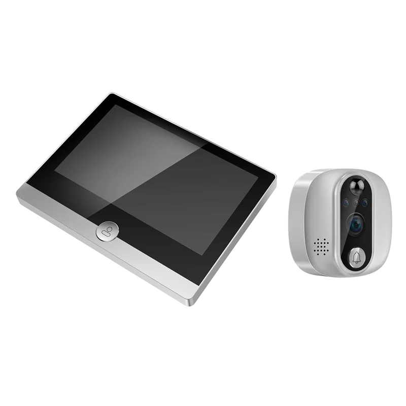 4.3 Inch TUYA Wifi LCD Screen Digital Doorbell 1080P Intercom Night Vision Electronic Peephole Door Camera Viewer Black-N33R