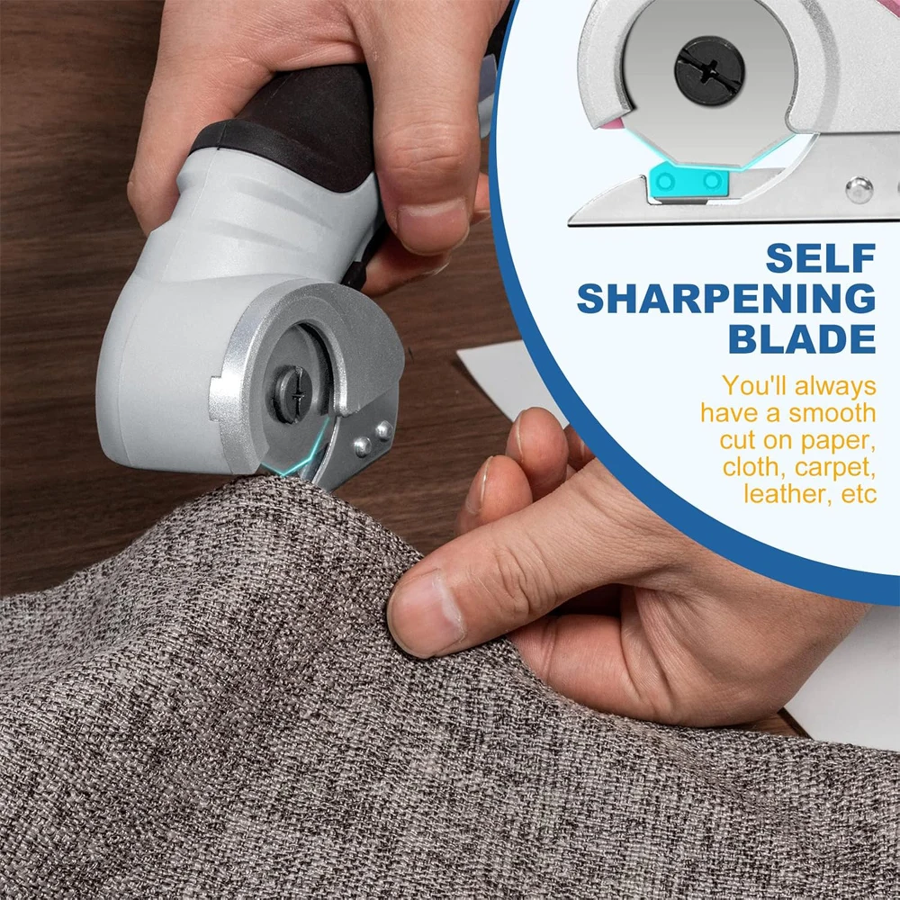 Cordless Electric Scissors Cardboard Cutter with Safety Lock 4.2V Electric Mini Cutter Rechargeable Rotary Cutter for Leather