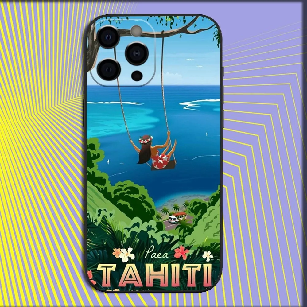 Hinano Tahiti Girl Beach Phone Case For iPhone 16,15,14,13,12,11,Pro,X,XS,Max,XR,Plus,Mini Soft Black Cover