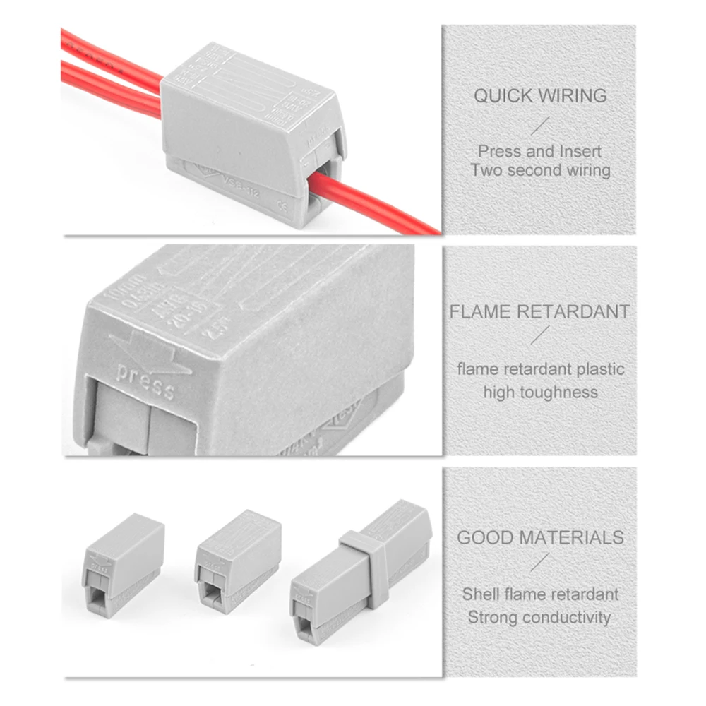 30/50/100PCS Quick crimp spring Wiring Connector 111/112/121 Led Lamp wire connectors Electric Cable Push in Terminal block image 4