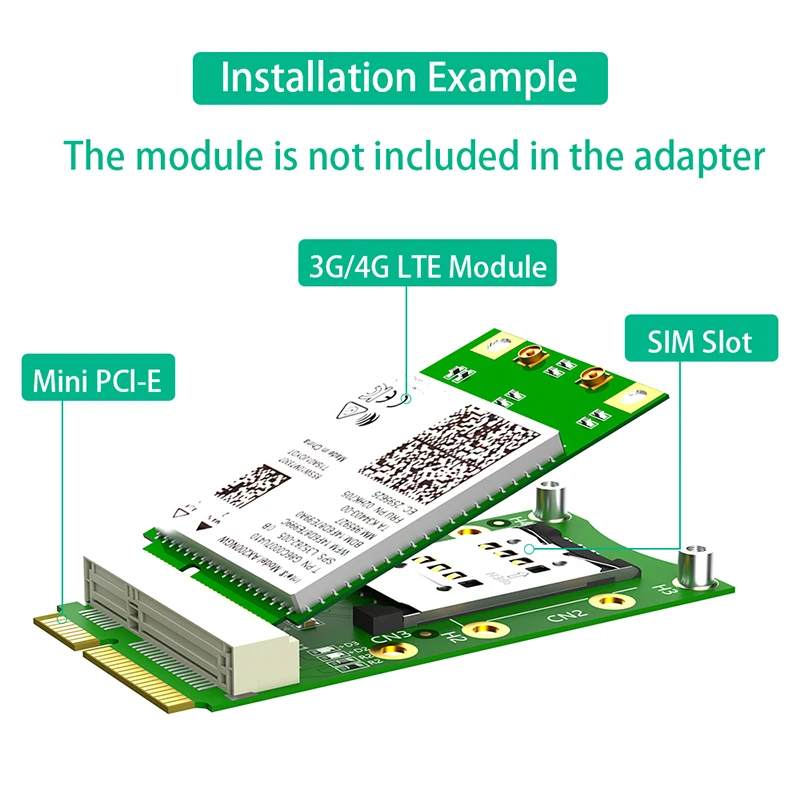 NEW Mini PCIE to Mini PCI Express + SIM Card Slot Adapter Card Riser with LED Indicator for 3G/4G WWAN LTE GPS MINI PCI-E Module