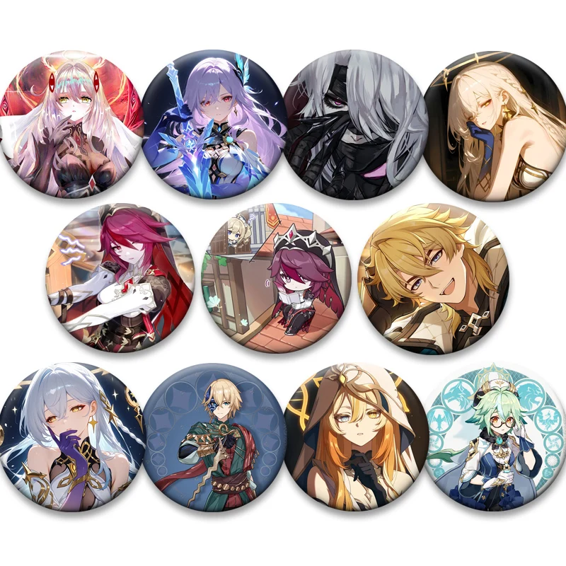 

Game Anime Genshin Impact Brooch Ronova,Istaroth,Dainsleif,Rerir,Sucrose,Rosaria,Varka,Razor,Skirk Cartoon Badge Lapel Pin Decor