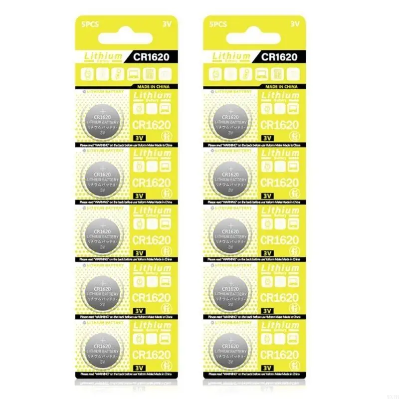 10Pcs CR1620 3V Button Batteries for Automotive and Electronic Notebook, Secure and Efficient DL1620/ECR1620