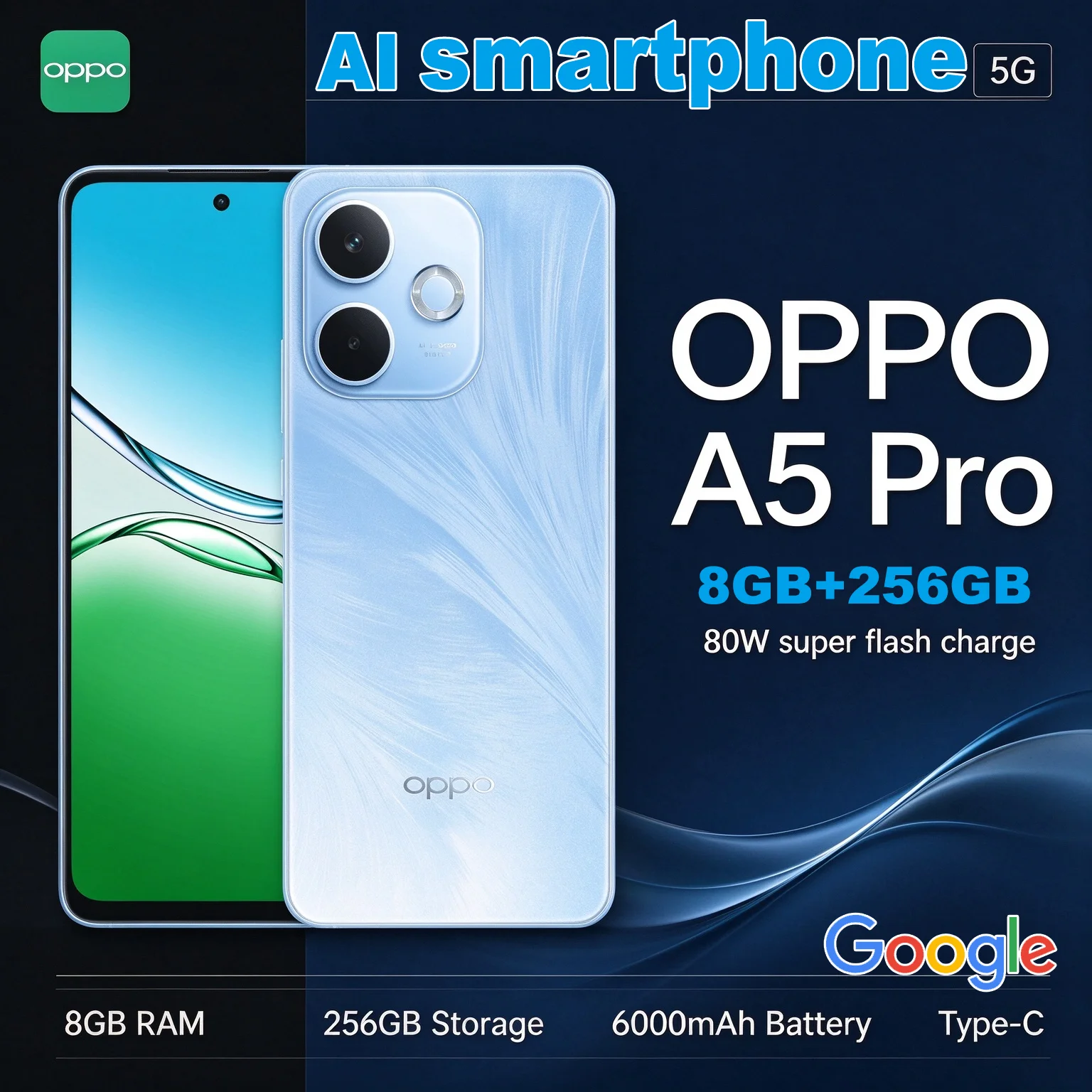 NEW Original OPPO A5 Pro 5G Mobile Phone Super Durable Mid-Range FHD+ 2412x1080 8GB 256GB 4K 30FPS 1080P 60FPS Video Recording