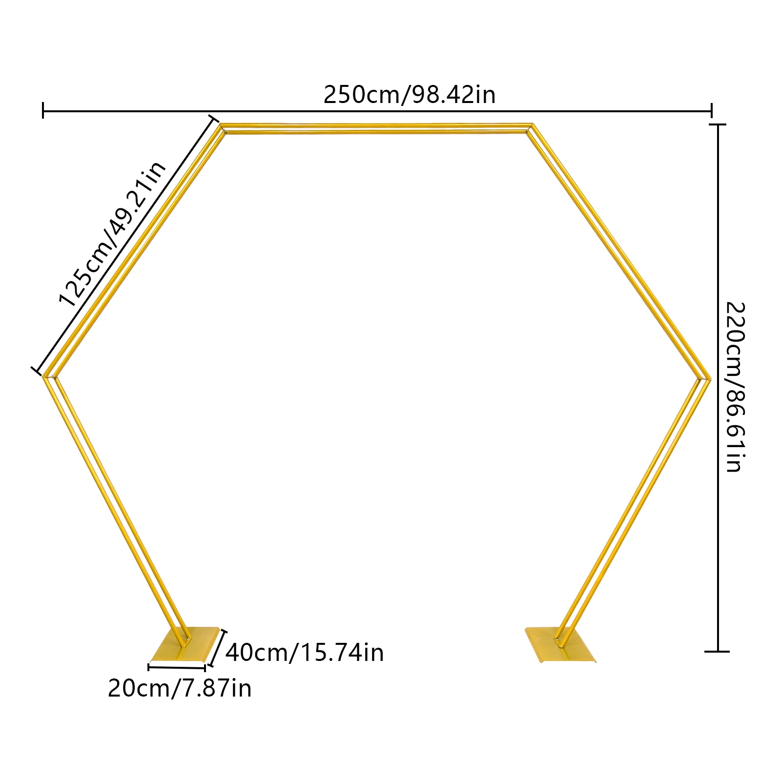 Arches de mariage hexagonales pour cérémonie, arche en fer doré, support de toile de fond hexagonale, support d'arc en métal pour fête, arrière-plan de mariage