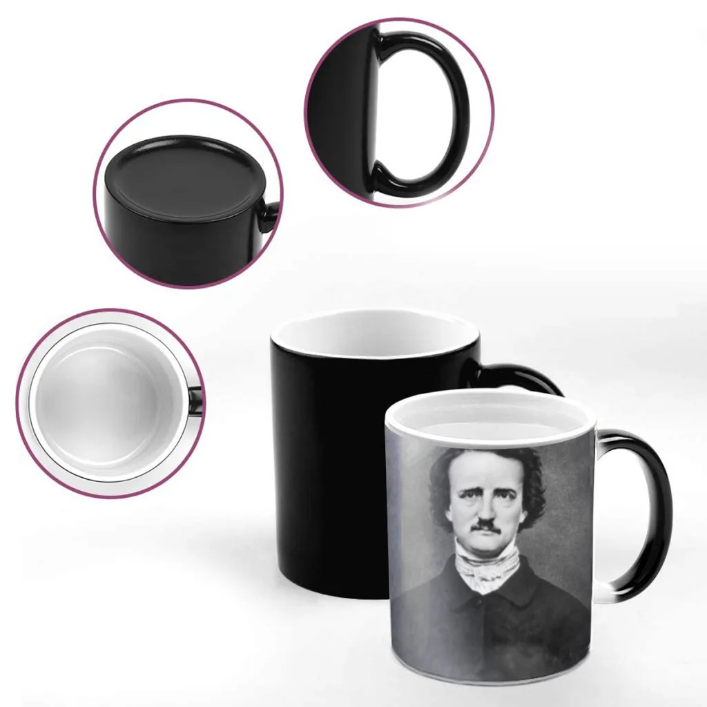 Edgar Allan Poe Creative Change Ceramic Mug Heat Revealing Coffee Cup Breakfast Cup Mug Gift