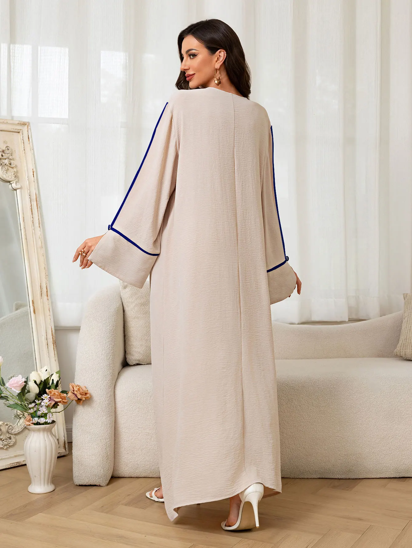 Dubai Mode Blumen Stickerei Modest Kleid Muslimische Elegante Abaya Frauen