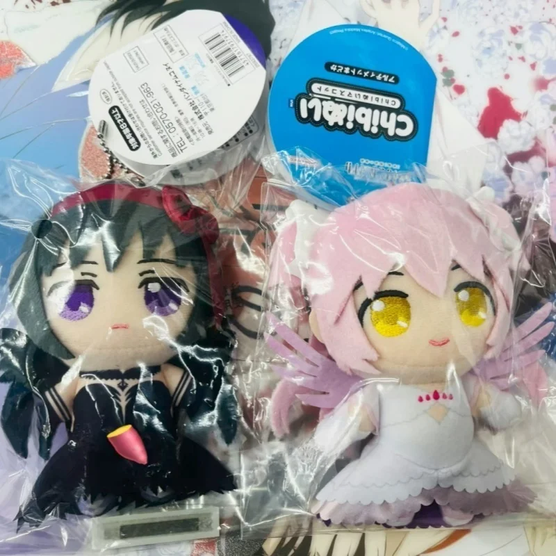 Bandai Chibi Akemi Homura Plush Doll Theater Edition Keychain Puella Magi Madoka Magica Stuffed Toy Anime Fans Decor Collect Gif