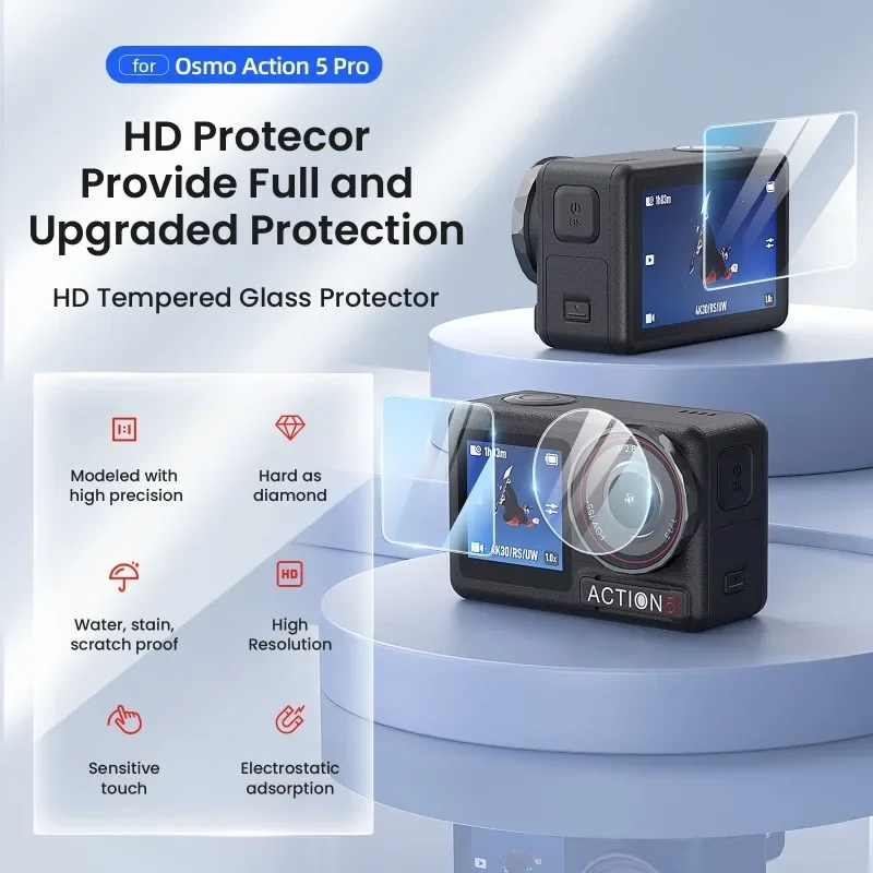 For DJI Osmo Action 5 Pro Tempered Glass Front Rear Screen Protector Lens Protective Film for DJI Action 5 Pro Camera Accessorie