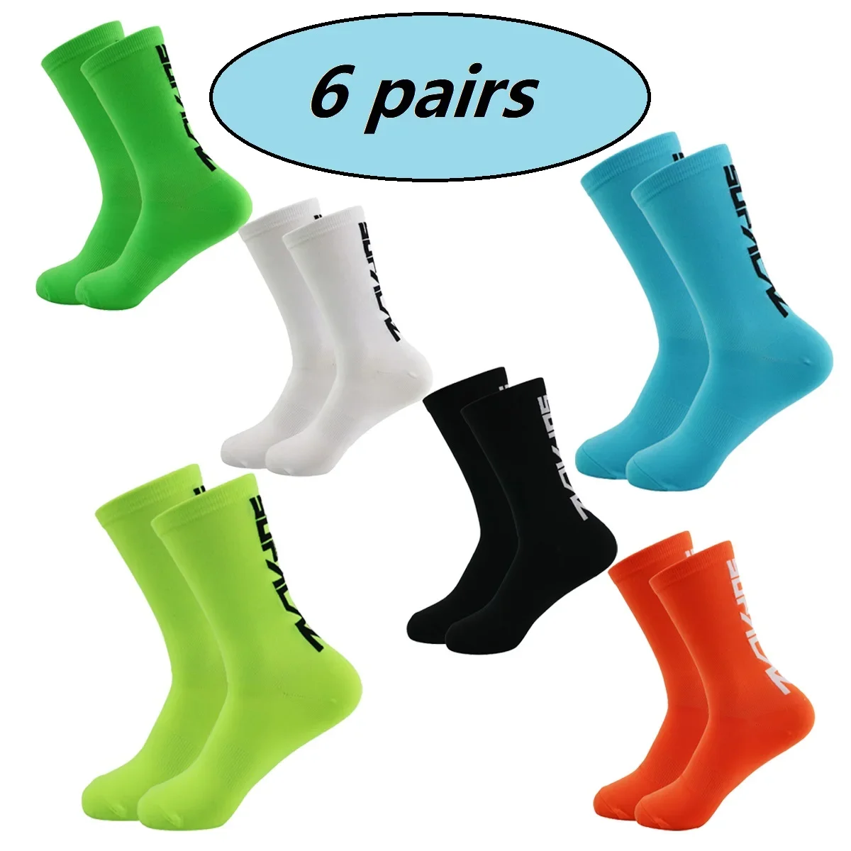 

6 Pairs Unisex Wear-resistant Cycling Socks Absorption Sweat Quick-dry Professional Basketball Bicycle Outdoor Sports Socks