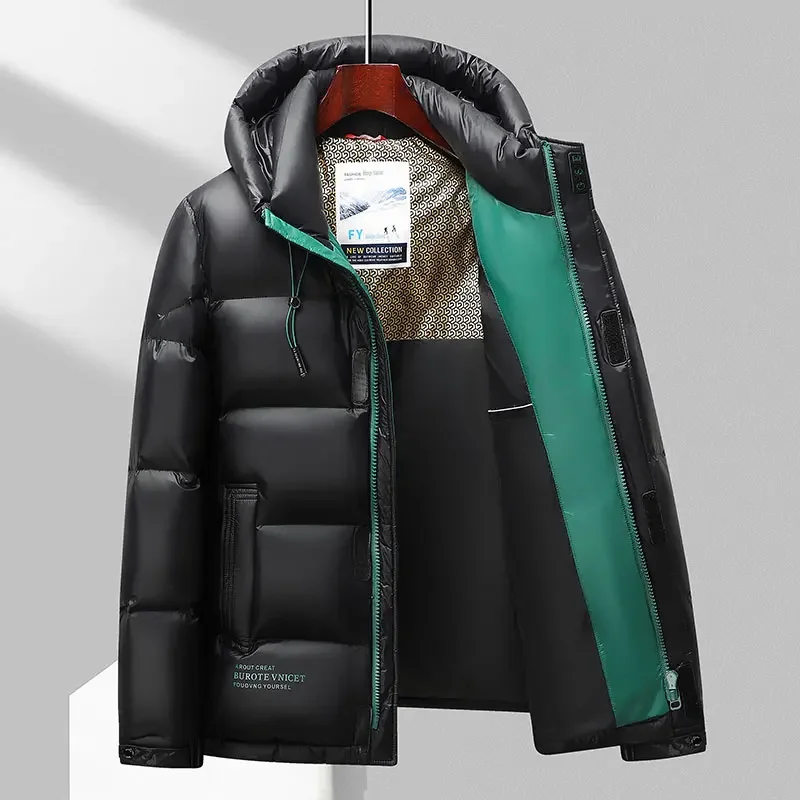 

Bright Hooded Short Down Jacket Designer Male Winter Brand Duck Down Padding Luxury Lightweight Men's Jacket Padded Coat