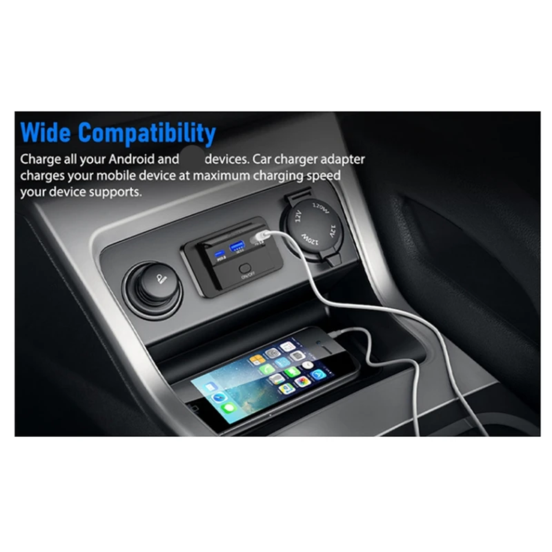 Hot-A39R-NEW 12-24V PD Type-C USB Ports QC3.0 And PD3.0 With Switch Fast Charging USB Power Panel For Car Truck RV