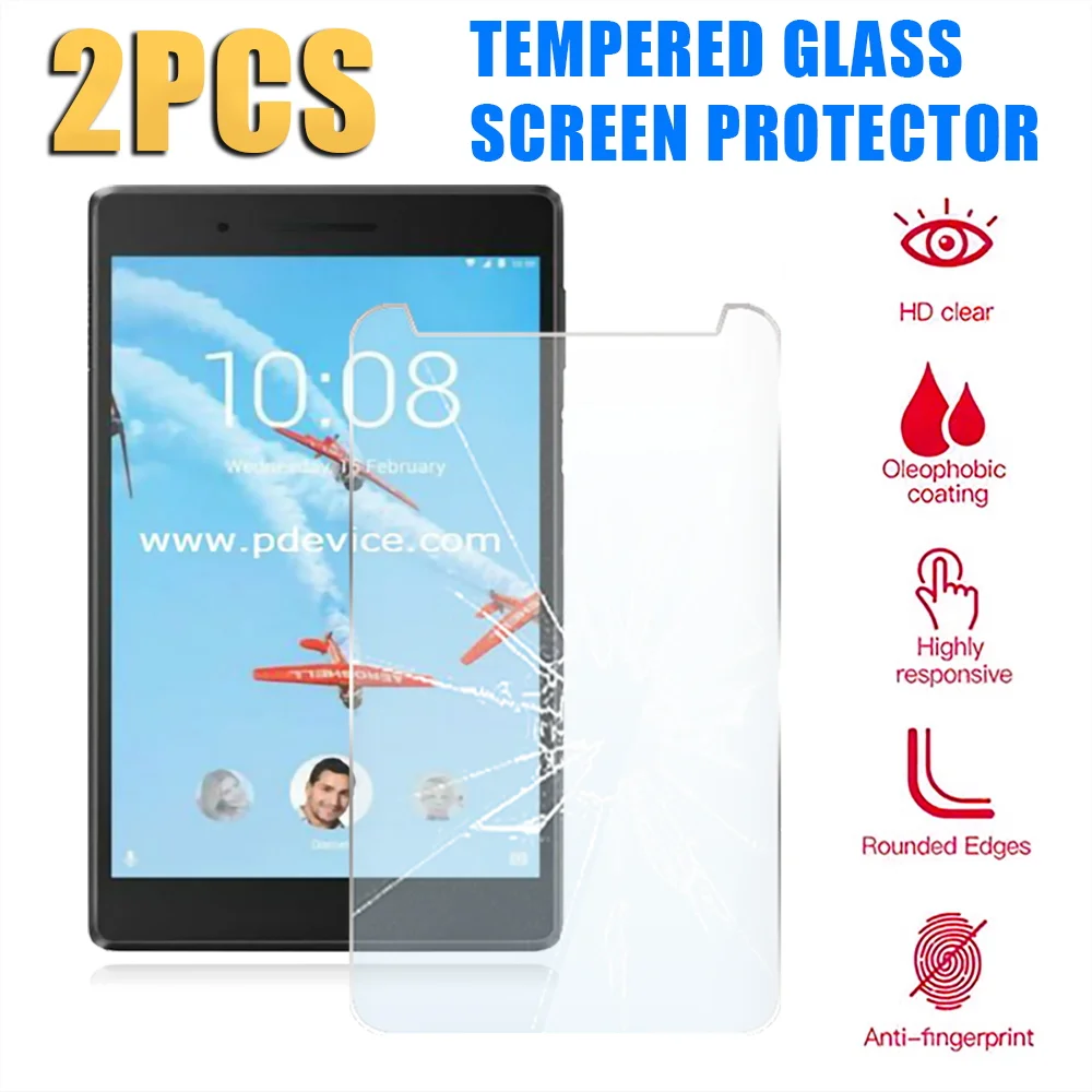 

2Pcs Tablet Tempered Glass Screen Protector Cover for Lenovo Tab E7 Full Coverage Screen