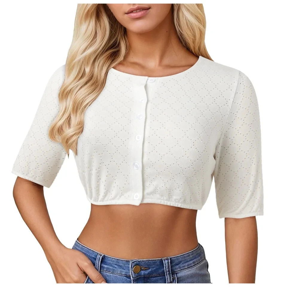 Elegant White Crop Top Traditional Oktoberfest Dirndl Blouse For Women Elegant Tops And Blouses Germany Beer Festival Costumes