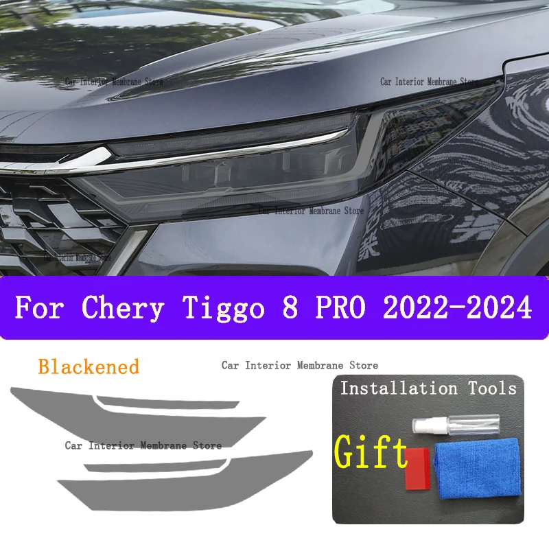 Stiker Film pelindung mobil untuk Chery TIGGO 8 PRO, 2022 2023 2024, lampu depan eksterior mobil antigores, stiker Film pelindung TPU transparan