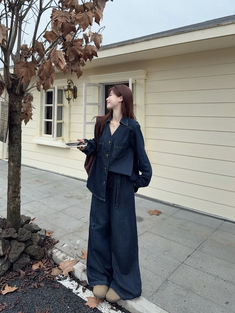 

Denim Coat Gold Zipper Womens Fall Ribbed Short Embroidered Sportswear Waistband Checked Flare Pleated School Minimalism Jackets