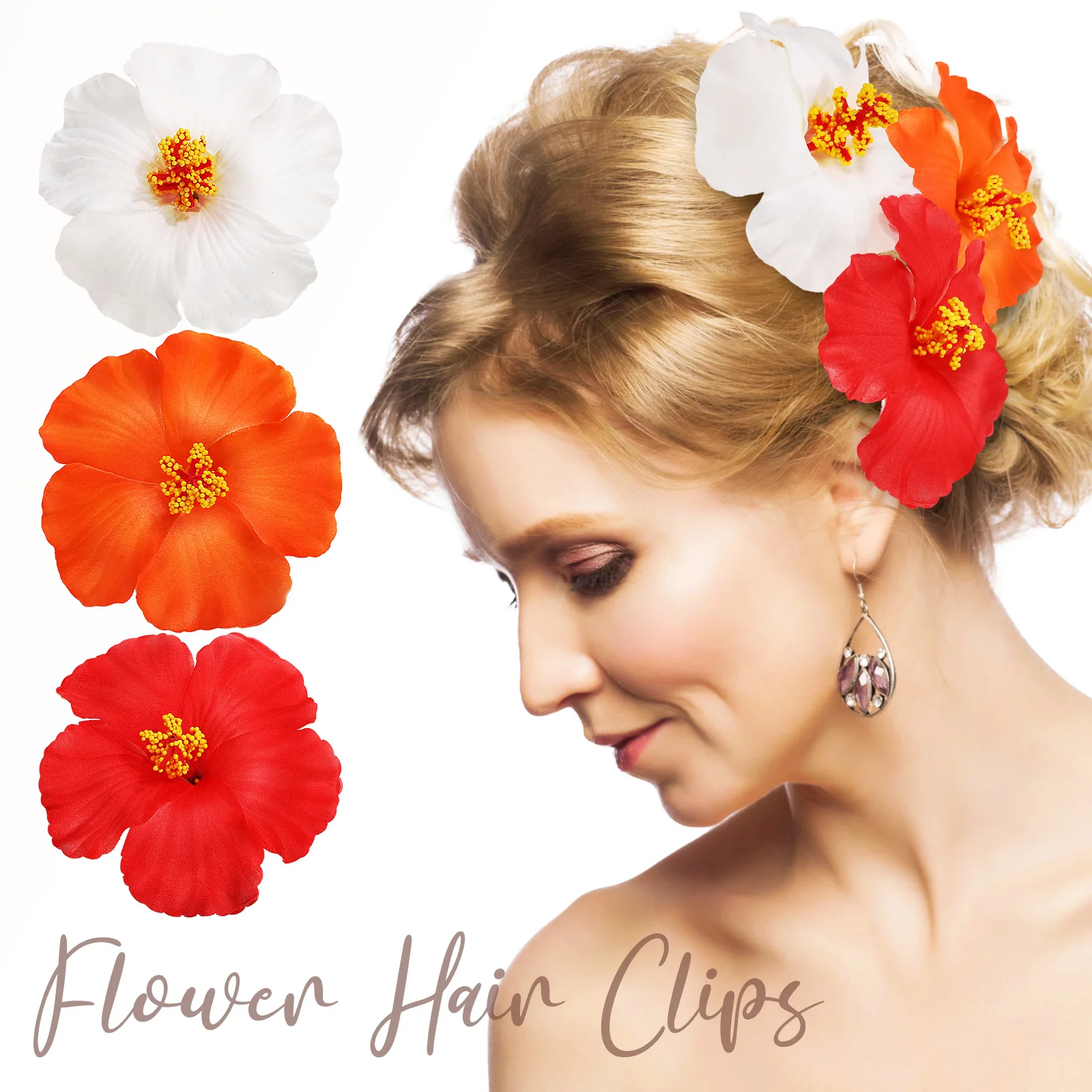 

3 pcs Flower Clips Hawaiian Petal Claw Accessories Multi Color Fine Craftsmanship Summer Party Travel Hair Decor for Women Girls