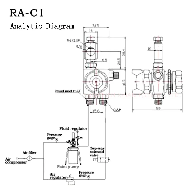 Prona-ペイントスプレーガン,空気圧ペイントツール,小さくて簡単な自動噴霧器,RA-C1,格納式1,1r