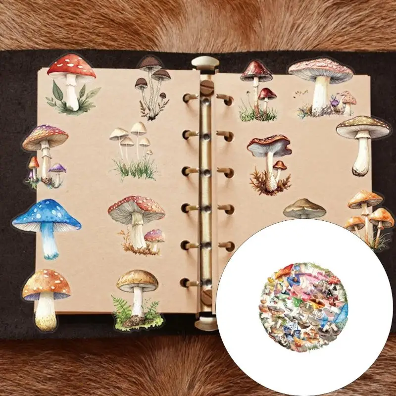 50Pcs Mushroom Sticker Water Resistant Aesthetic Sticker for Water Bottle Laptop Car Scrapbooking Journal Photo Album 