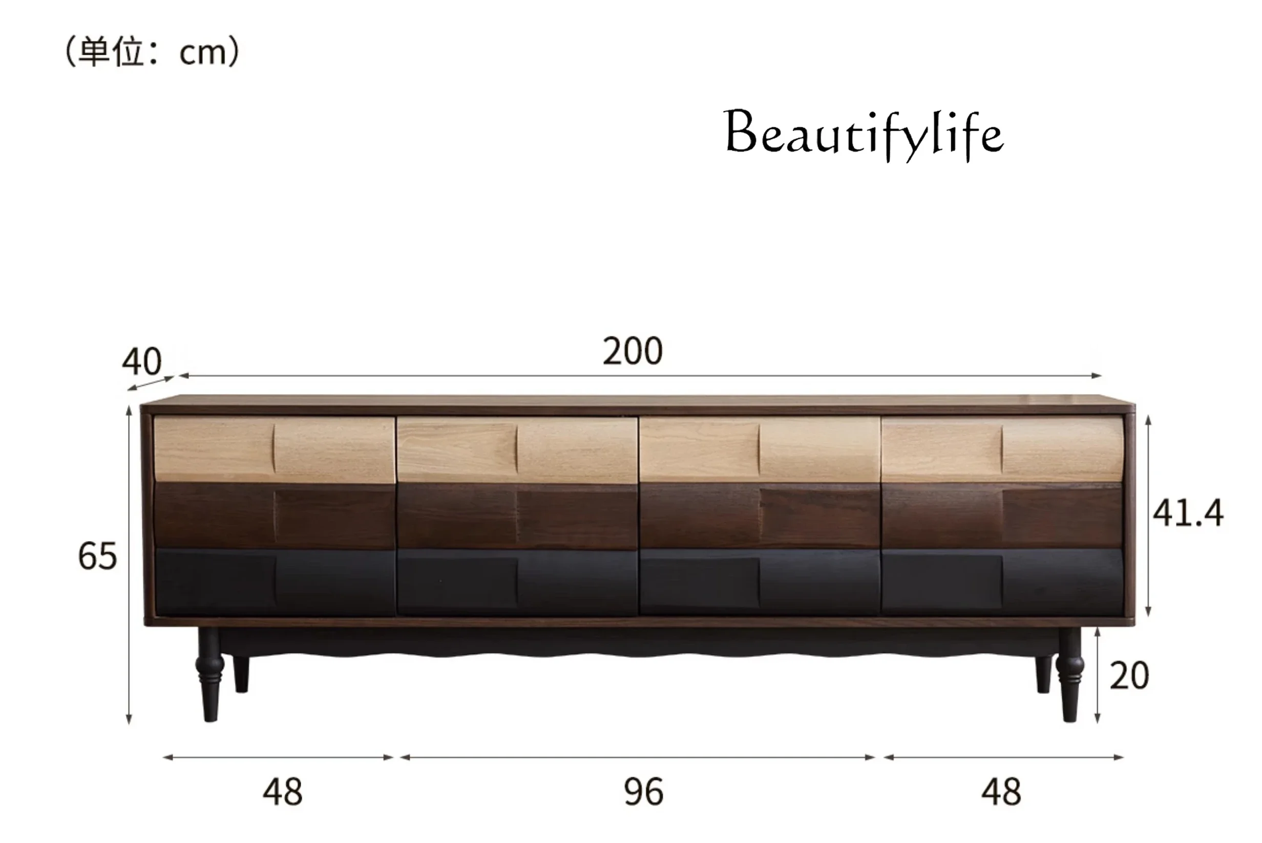 

N French retro solid wood tea table TV cabinet combination household simplicity