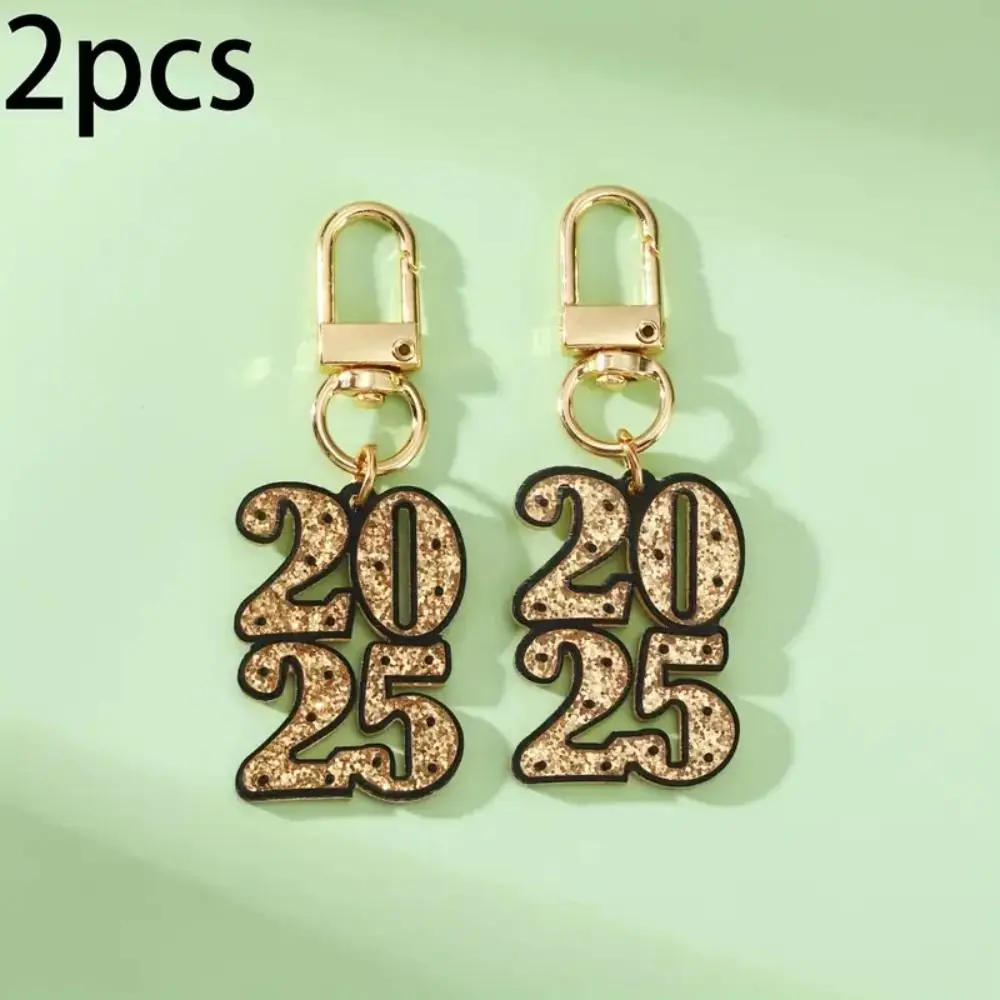 Digital Number 2025 Dangle Keychain Fashion Alloy Geometric Hanging Keychain Hollow Personalized Letter Number Figure Keychain