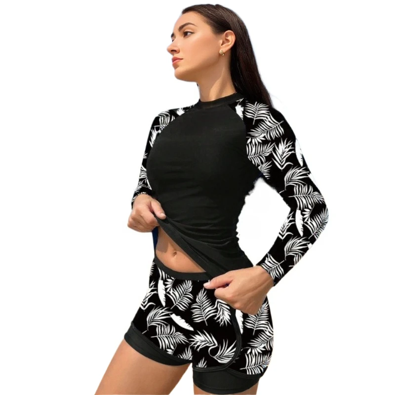 

Женский быстросохнущий купальник с длинными рукавами для серфинга, дайвинга и соревнований, состоящий из двух частей