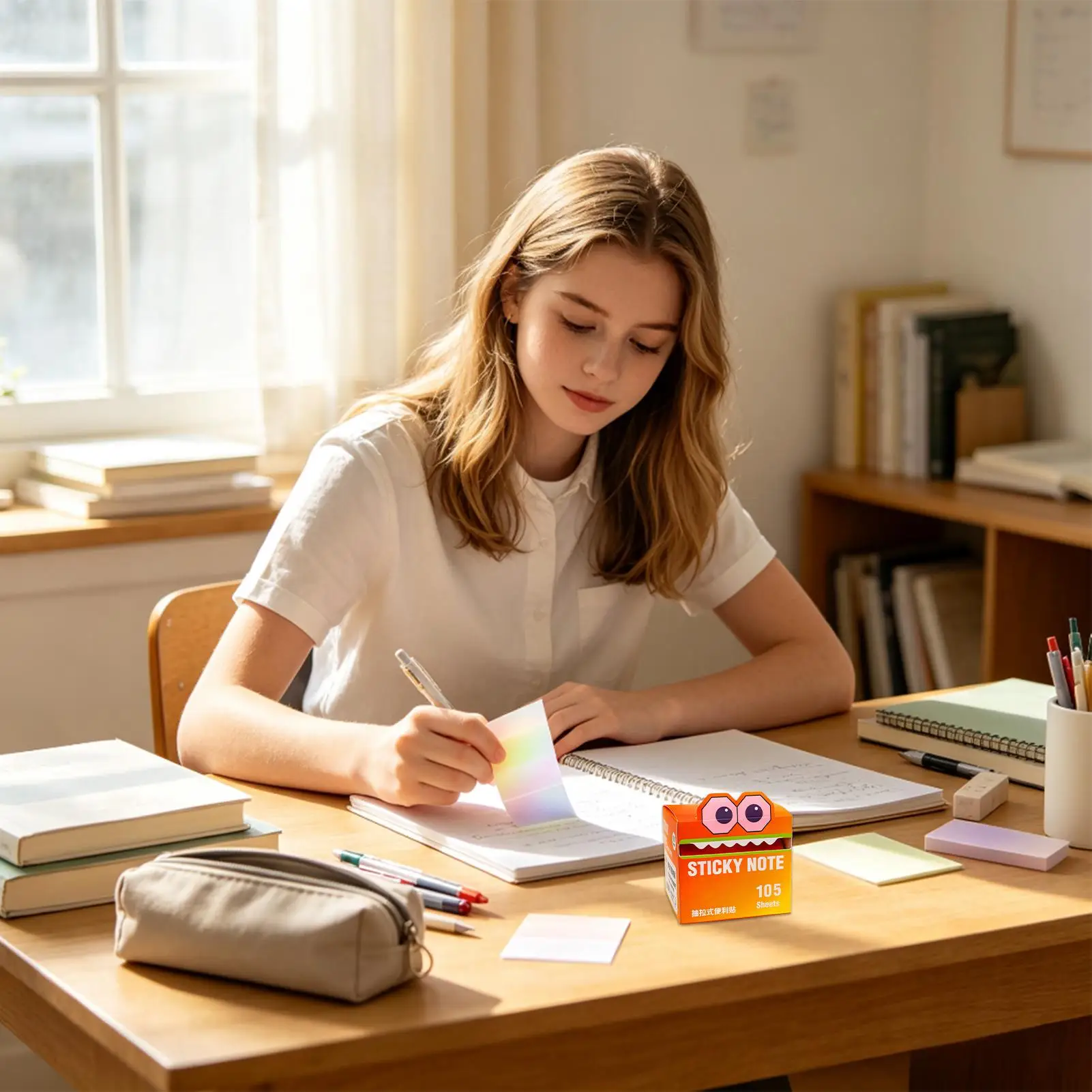 Clear Sticky Notes 7 Colors 105 Sheets Pull-Out Gradient Office Sticky Notes For Memo Marking Home School Office Students