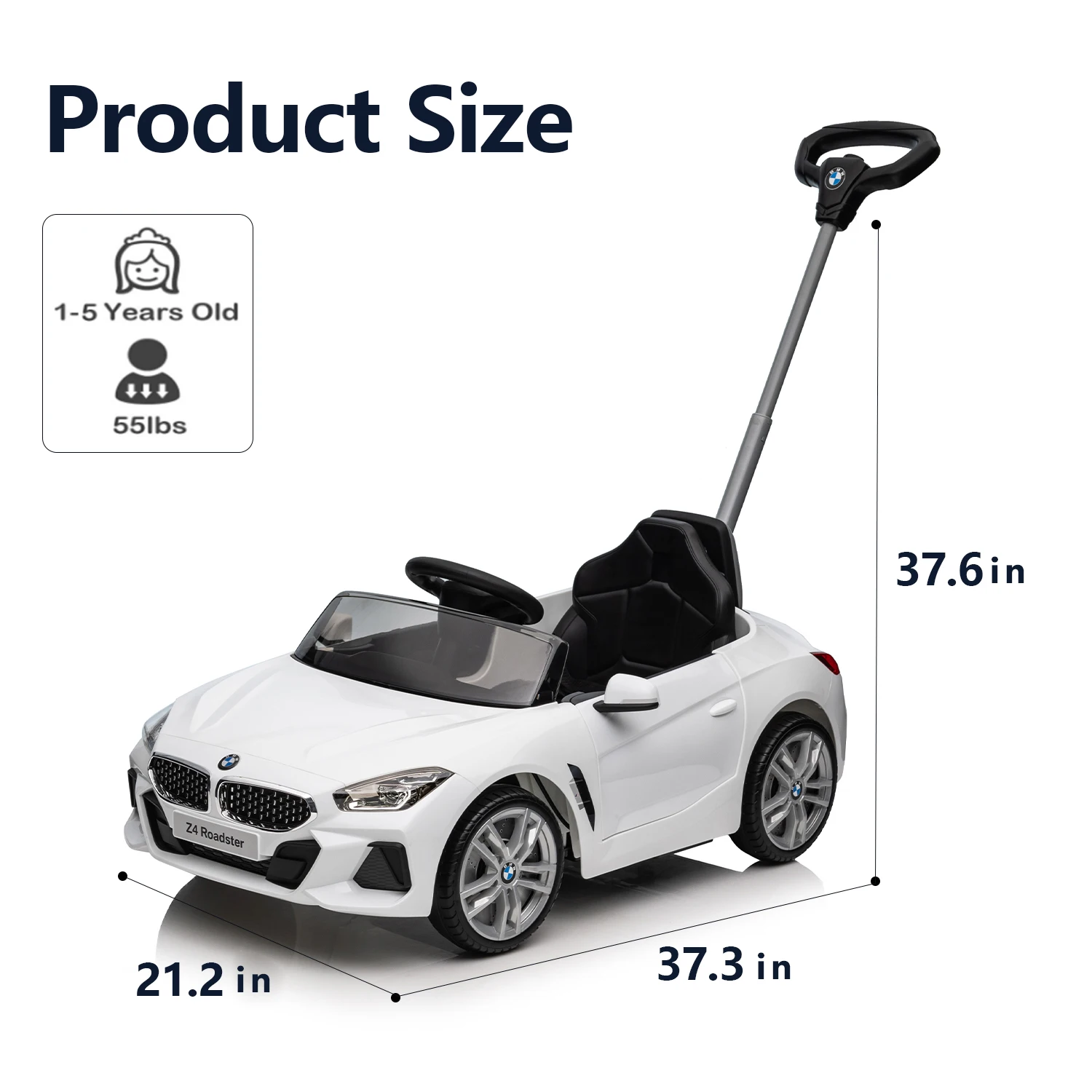 سيارة دفع للأطفال 3 في 1 بمقبض، لعبة دفع للأطفال الصغار من عمر 1 إلى 5 سنوات