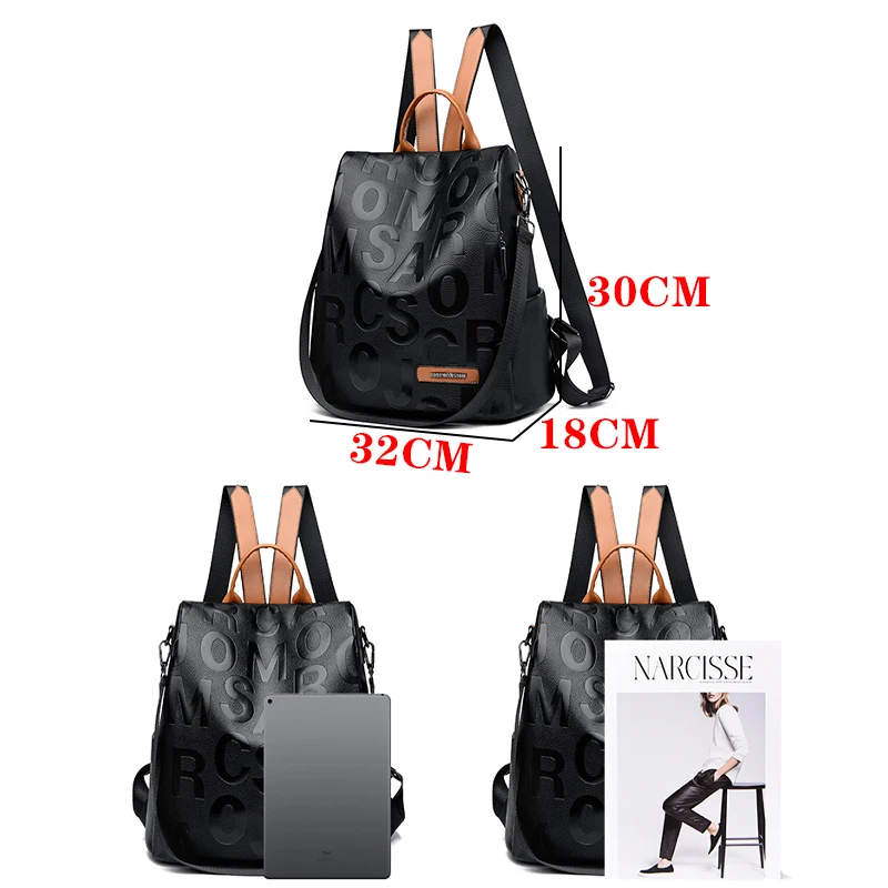 Large Capacity Anti Theft Travel Backpacks New Women Backpack 2024 High Quality Soft Leather Back Pack School Bags For Girls Sac