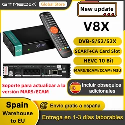 GTMEDIA V8X DVB-S S2 S2X 위성 리시버 H.265 HEVC 10 비트 내장 와이파이, CA 카드 리더 STB 지지대 MARS ECAM CCAM M3U TV 박스