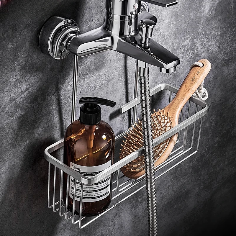 

Stainless Steel Bathroom Shelf Deep Storage Rack for Toiletries No-Drill Shower Caddy Secure Organizer for Shower Essentials