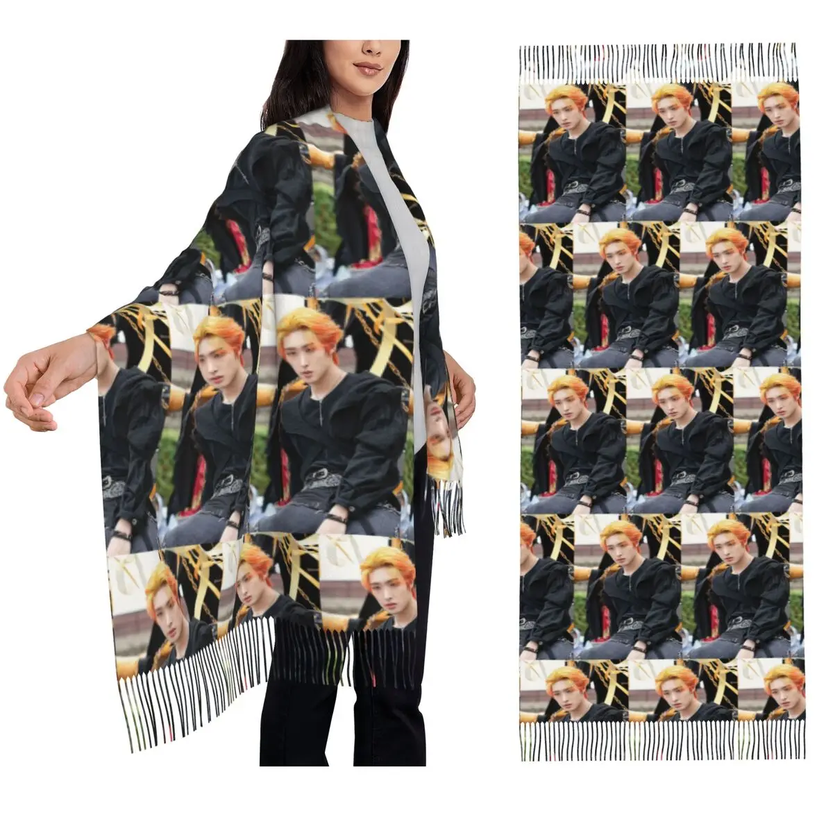 Mingi Ateez Spin Off From The Witness Halazia bufanda bufandas con borlas mujeres chales y chales suaves y cálidos chal grande para Otoño e Invierno