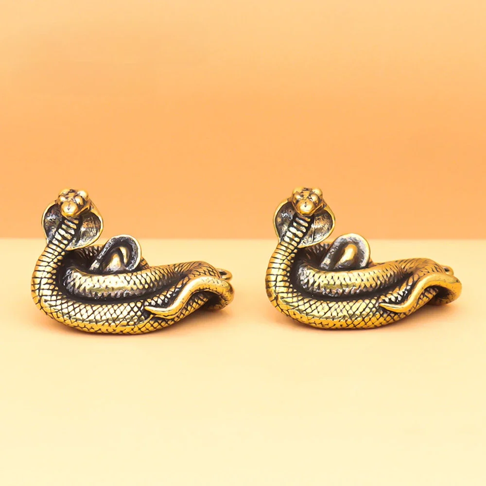 Año Nuevo Chino Yuanbao Serpiente Cobre Zodíaco Animal Mini Figuras de Serpiente para Escritorio de Oficina Sala de Estar Decoración del Hogar Año de Serpiente