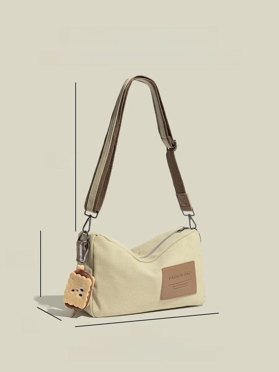 Unisex Canvas Sports Crossbody Bag Commuter Bag Casual Street Style Couple Match Autumn Trendy Brand Tote Bag Zipper Closure