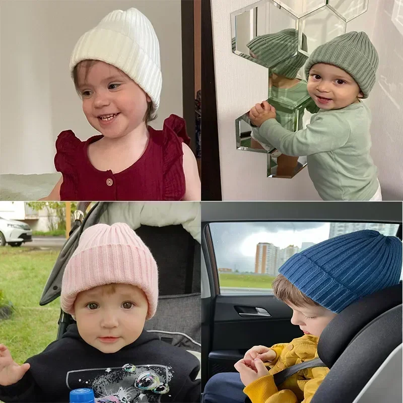 Korean Kids Hats for Girls Boys Crochet Bonnet Toddler Girl Cap Children Baby Photography Props Children Accessories Stuff