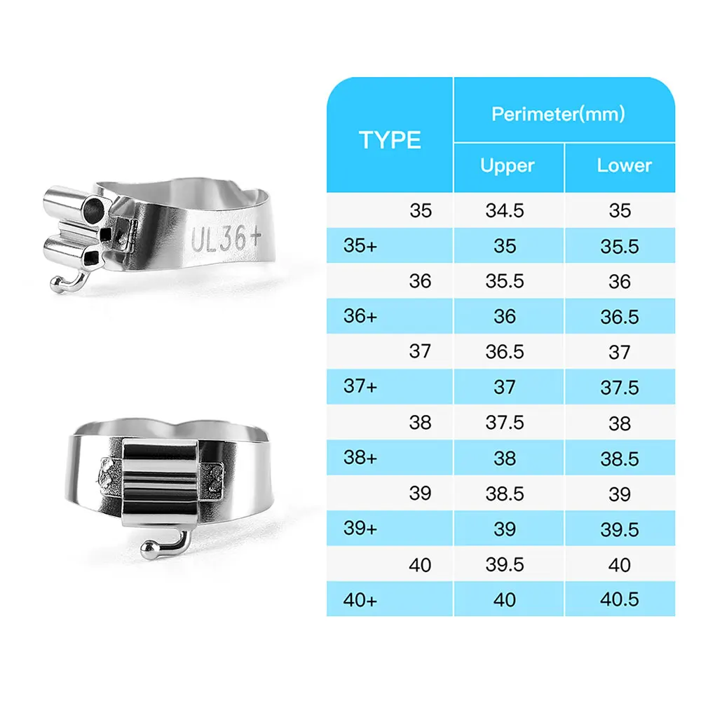 4 Stück/Packung AZDENT Dental Kieferorthopädische Bukkalröhrchen-Bänder, Dreifachröhrchen für 1. Molaren, Roth.022 U3/L2 Größe 35 # -40 # Konvertierbar – Detail 6