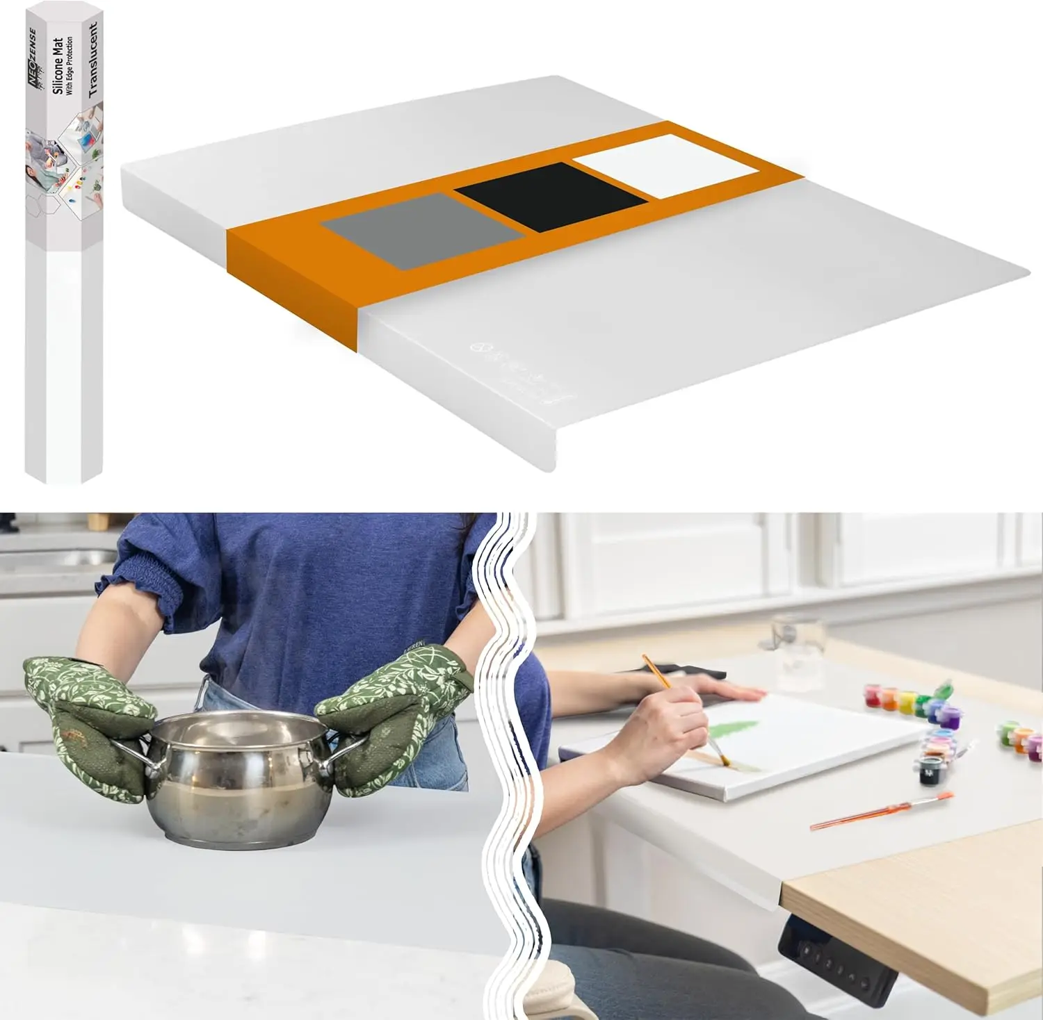 

Silicone Mat for Kitchen Counter with Edge Protection, 24x16 Inch Heat Resistant Countertop Protector Mat, Translucent, 1.5mm