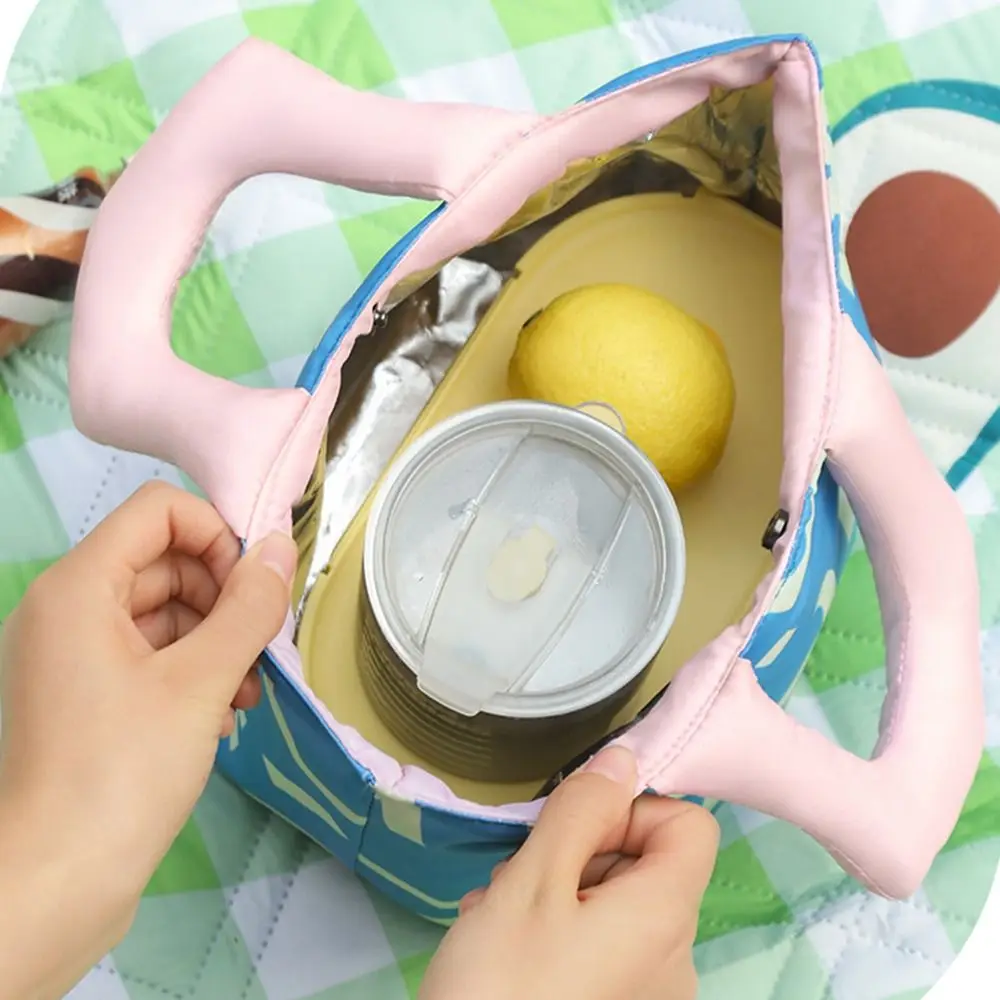 Oxford Cloth Waterproof Cartoon Lunch Bag Thickened Large Capacity Insulation Tote Bag Cute Portable Fruit Fresh-keeping Pouch