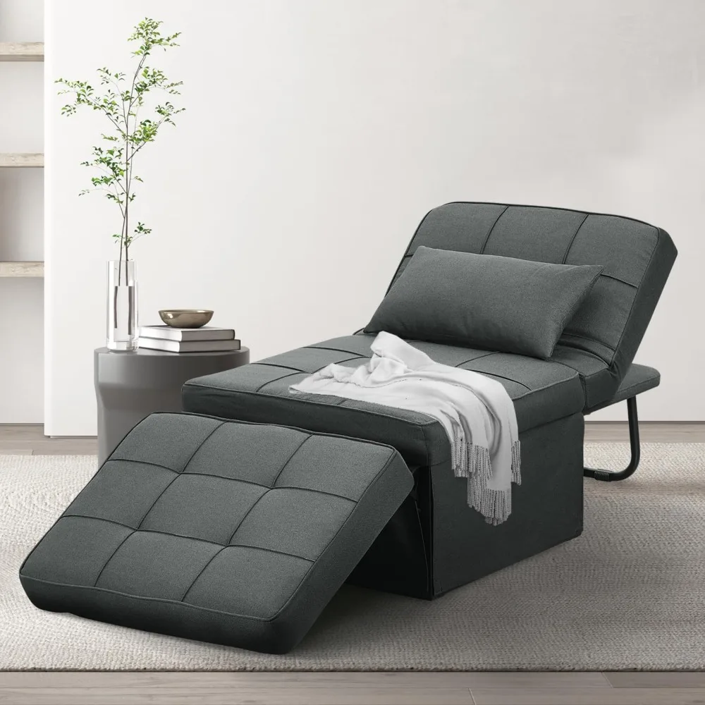 Convertible Sofa Bed, 4 in 1 Multi-Function Folding Ottoman Bed with Adjustable Backrest, Modern Futon Couch No Assembly for