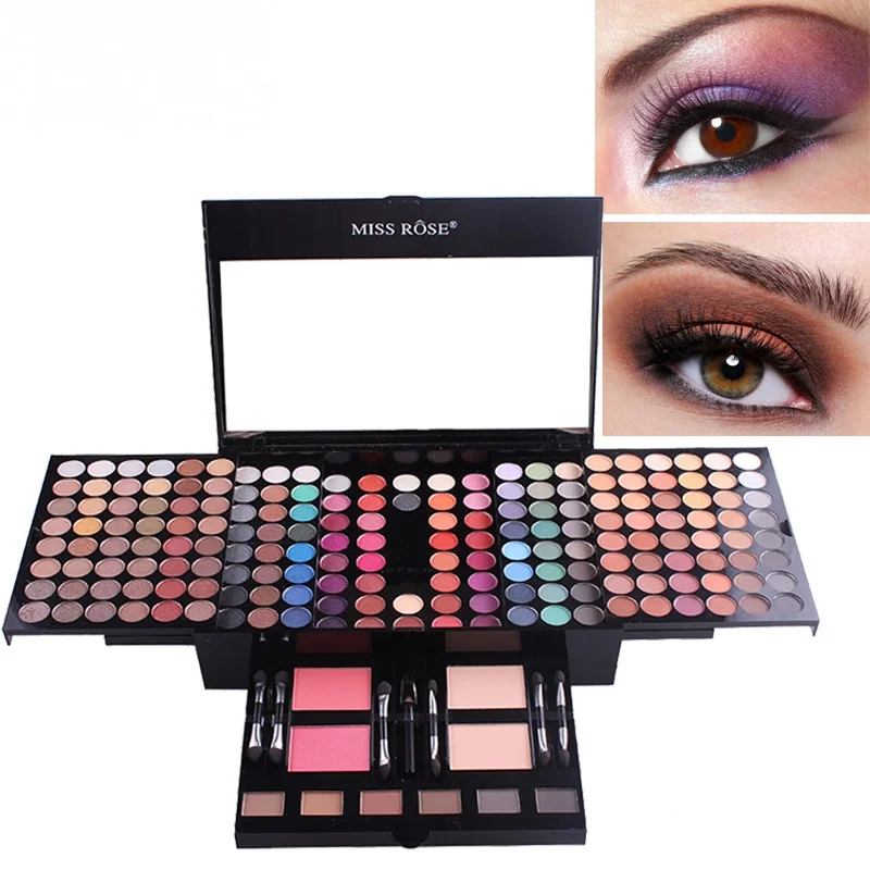 180 color makeup pan powder blusher powder portable makeup box with mirror can support eye shadow makeup box