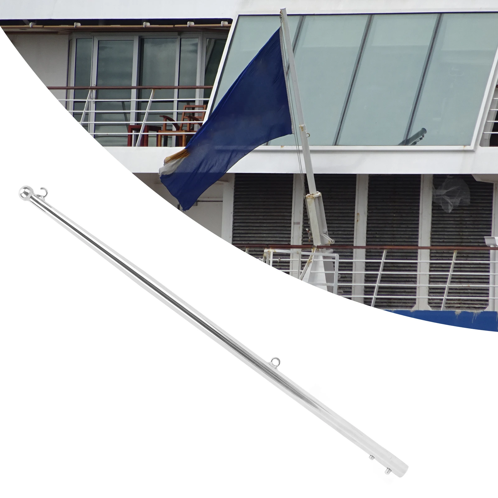 Marine Flagpole 610mm Stainless Steel Weather Resistant Rustproof for Yacht Vessel RV OEM Replacement 16mm Diameter Strong Compa