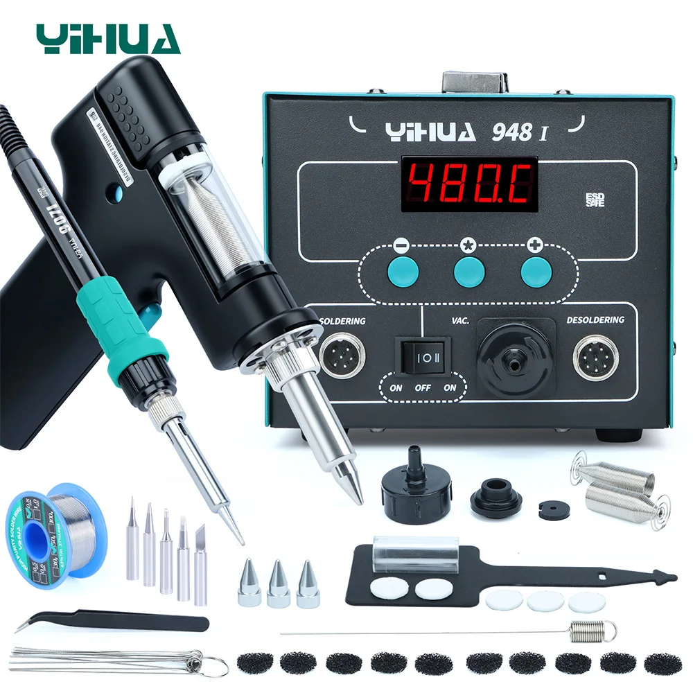 YIHUA 948-I Desoldering Gun Soldering Iron 2-in-1 Digital Soldering Station Rework Station with Vacuum Suction Pump