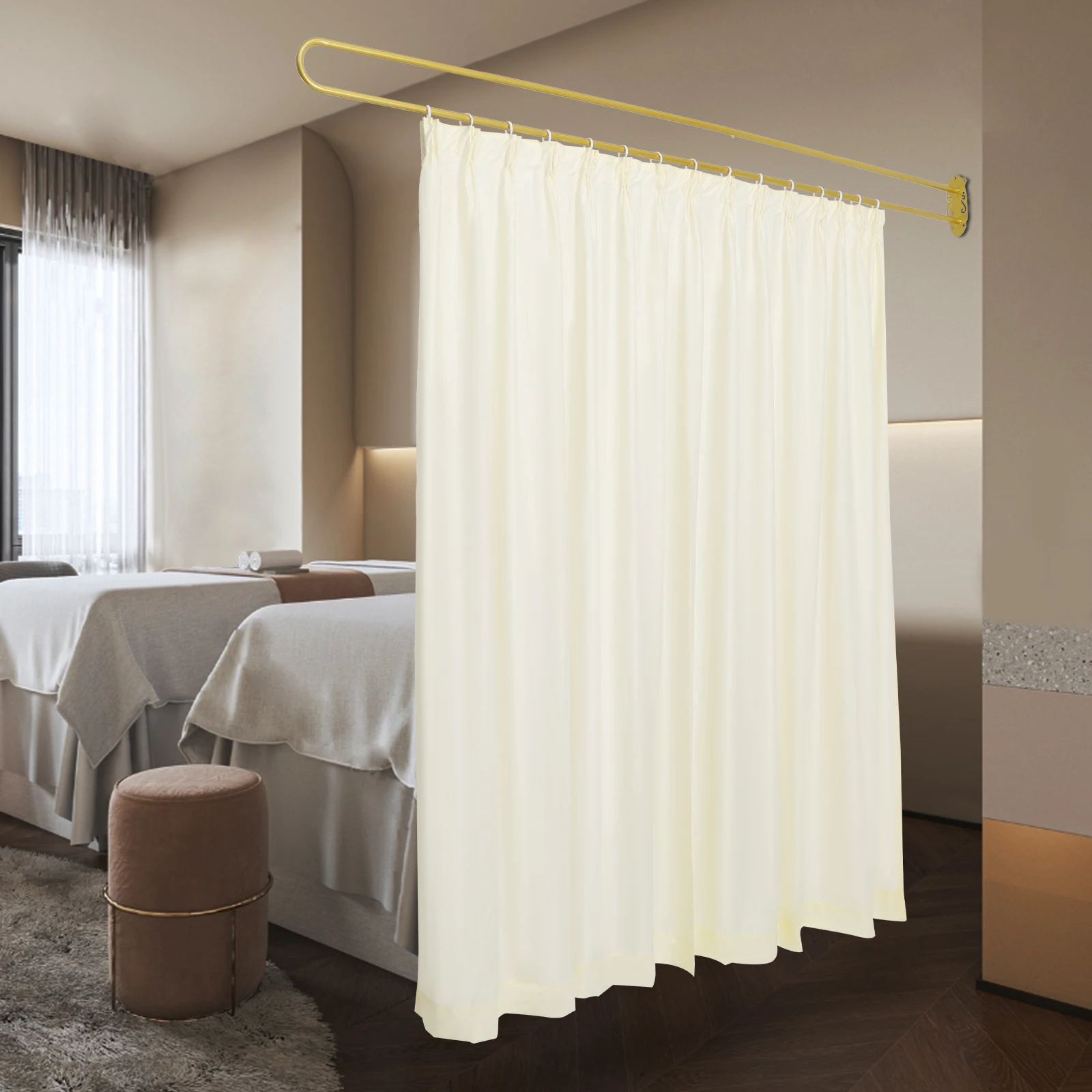 Partition Curtain With U-Shape Tube, Privacy Partition Curtain, Partition Curtain for Room Divider