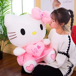 55cm Mainan Mewah Kucing Sanrio Hello Kitty Boneka Boneka Kucing KT Boneka Anime Ukuran Besar Hadiah Ulang Tahun untuk Anak Perempuan 10 penjualan terbaik boneka hello kitty besar - №