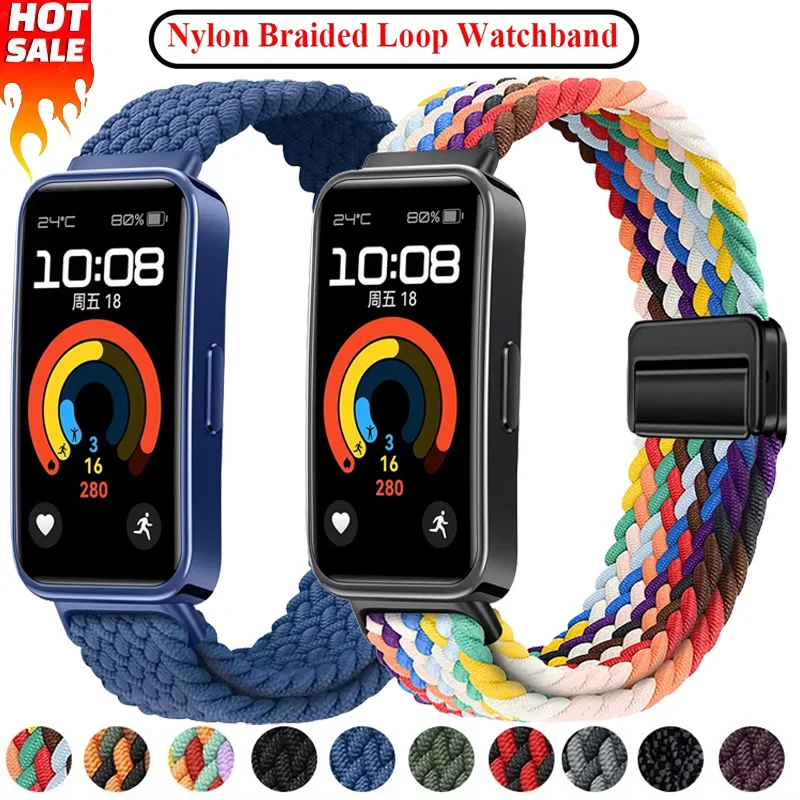 Nylon Strap For Huawei Band 10 9 8 Braided comfortable Magnetic Buckle Adjustable watchband Huanwei Band 10/9/8 Accessories Belt